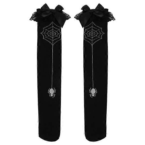 1 Pair of Lolita Cosplay Thigh Hosiery Halloween Spider Design Hosiery (Black)