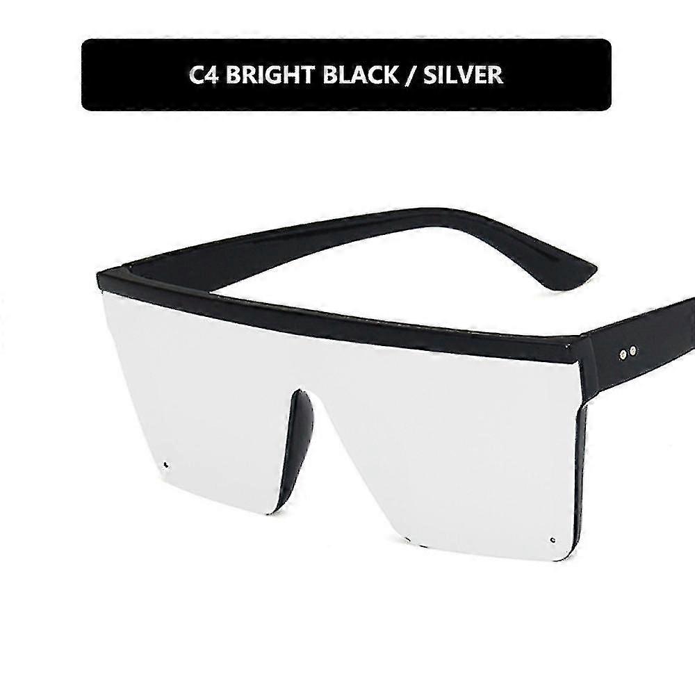 Bright Black And White Mercuryladies Men's Sunglasses Oversized Square Rimless Sunglasses Uv400 Sunglasses Trend Big Frame One-piece Sunglasses N