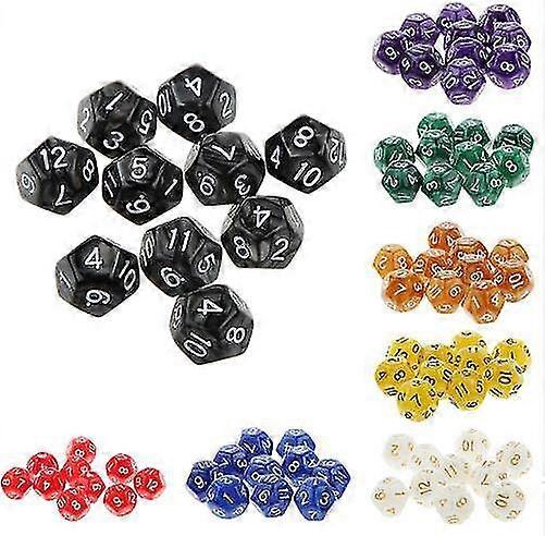 50pcs Number Dice 12-sided Dice Polyhedral Dice Random Color