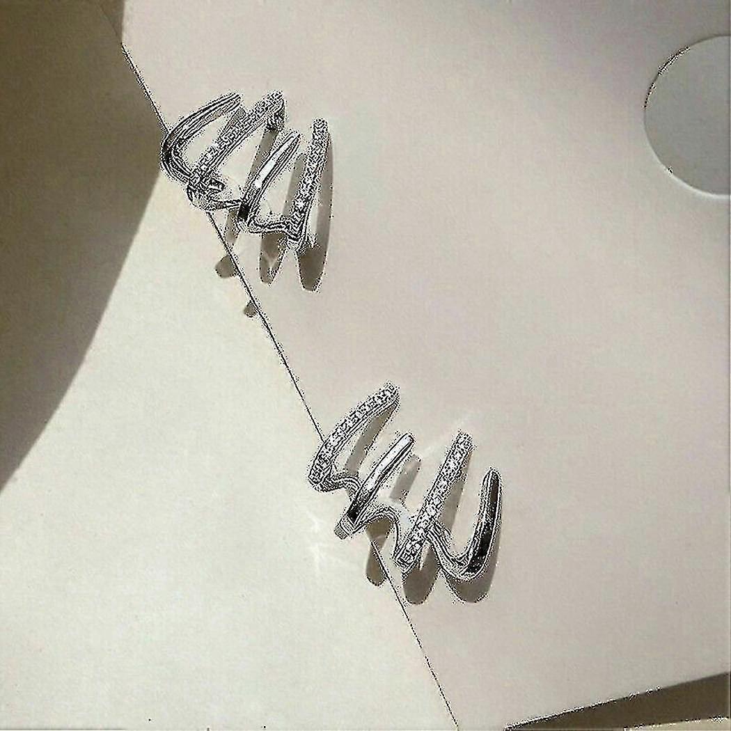 シャイニークリスタルクローピアスカフ女性用925シルバーニードルイヤーピアススタッズChangzhao