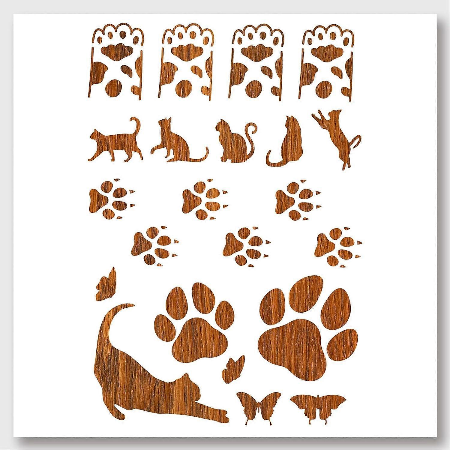 Cat Pattern Painting Stencils PET Out Drawing Template Reusable Plastic Animal Stencils for DIY Scrapbook Photo Album Painting Drawing Art Stencils fo