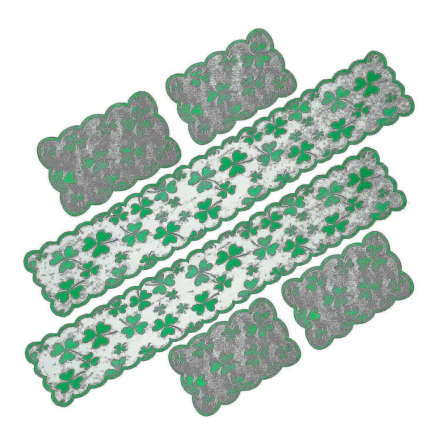 6pcs St Patricks Day Decorations Table Runners Placemats Green Decor