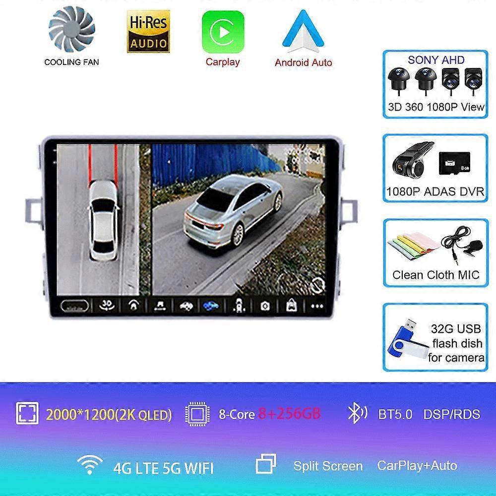 Car Radio Android 14 Carplay For Toyota Verso R20 2010-2013 2014-2016 Multimedia Player Gps Navigation Head Unit 2din Stereo Dsp