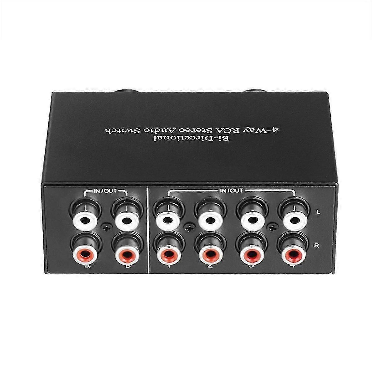 4 Way Bi-Directional RCA Stereo Audio Switch 2 in 4 Out or 4 in 2 Out L/R Jack Sound Channel RCA Au