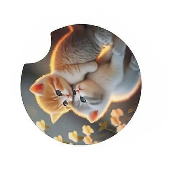 Car Water Coaster Cat Pattern Wear Resistant Waterproof Reusable Rubber