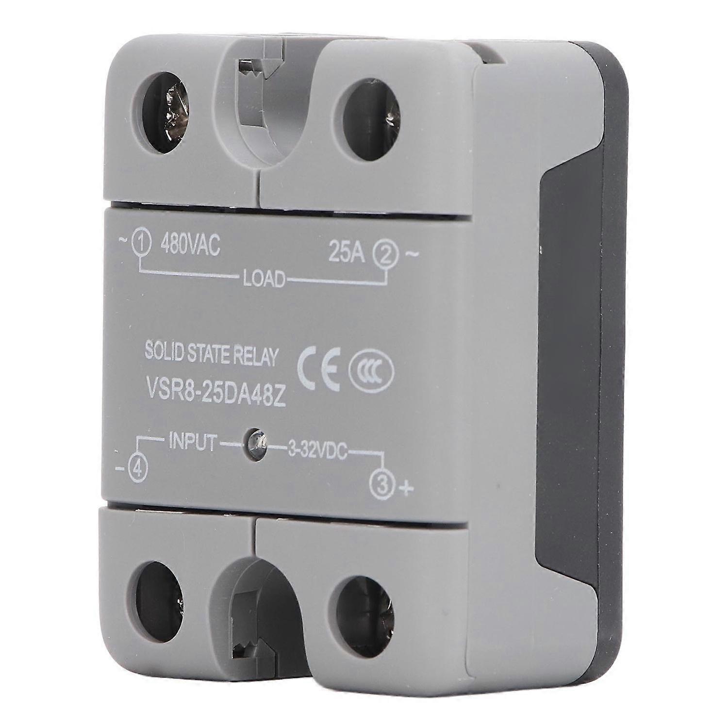 Solid State Relay DC to AC Voltage Regulator with LED Indicator 3‑32VDC Input 25A 480VAC Output 