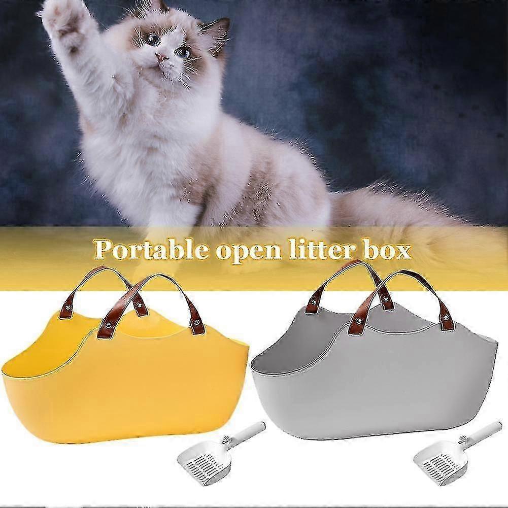 Portable Open Litter Box Capacity Cat Litter Container Pet Litter Pan-Good