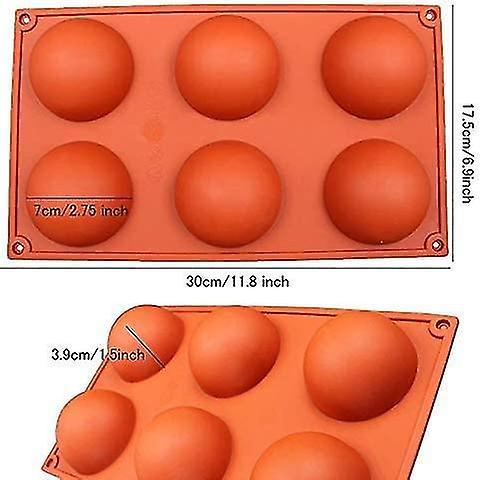 AYWFEY Lot De 2 Grand Moule En Silicone Semi-sphérique à 6 Cavités, Moules De Cuisson à 6 Trous Pour Gâteau Au Chocolat Chaud Gâteau Au Cacao Bonbons à La Gelée Mousse Au