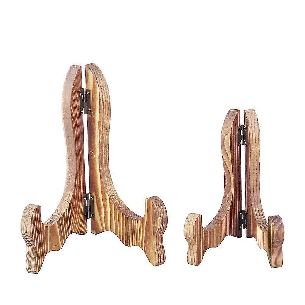 Wooden Plate Stands Set of 2 Black Display Holders for 5-Inch & 7-Inch Plates, Photos, and Art