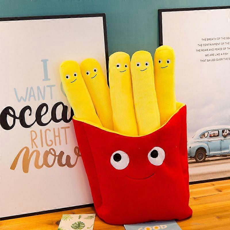 PXCL 30cm Pizza Fries Plush Pillow Toy Cartoon Simulation Pizza French Fries Design Sofa Pillow Stuffed Plush Doll