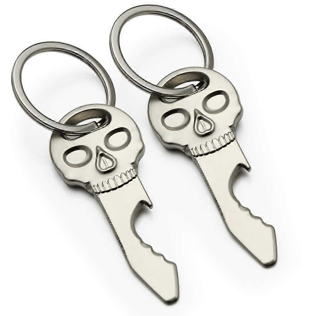 2-PCS Skull Bottle Opener Keychain - Multi-Function EDC Pocket Tool