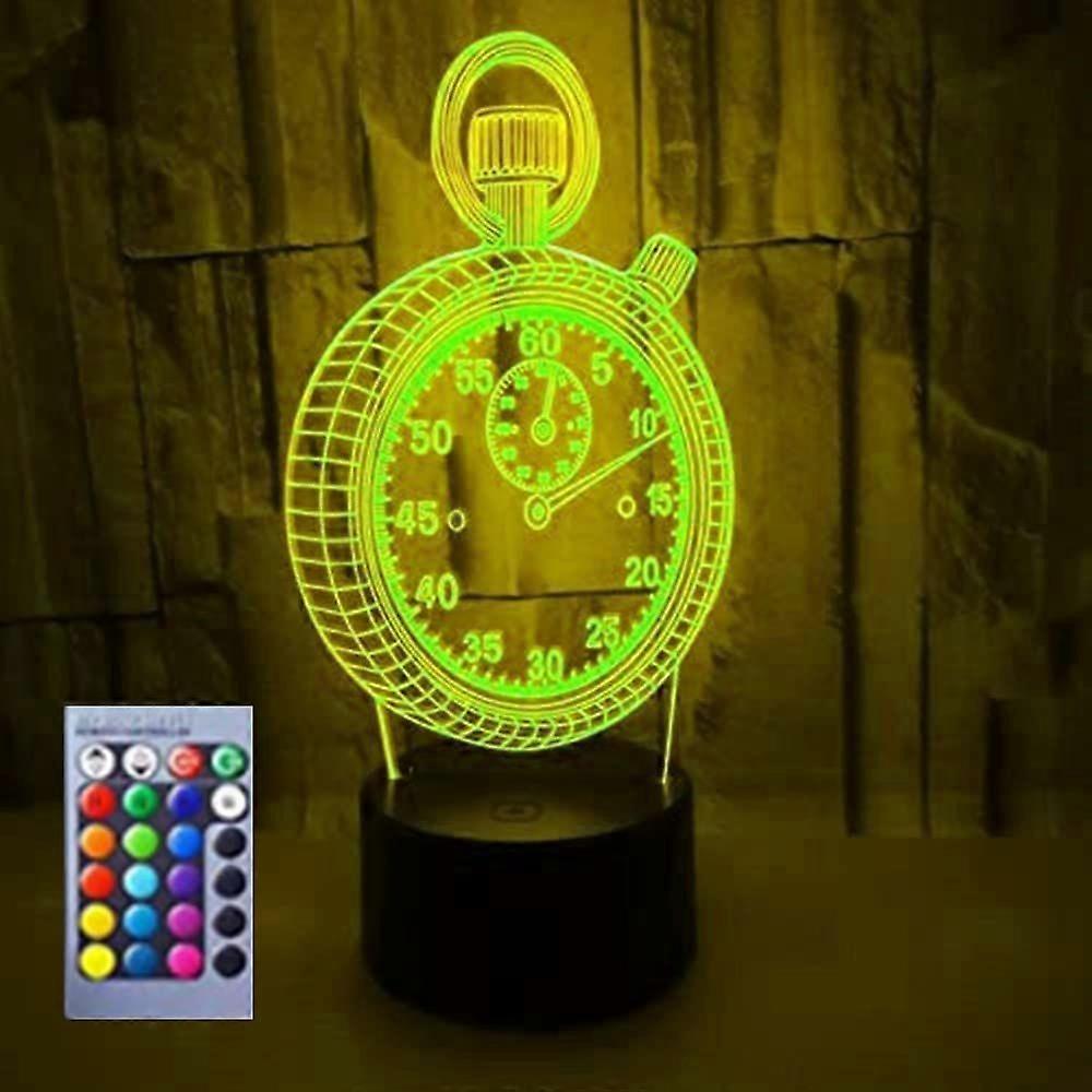 3D Clock Night Light Led Decor Table Desk Optical Illusion L