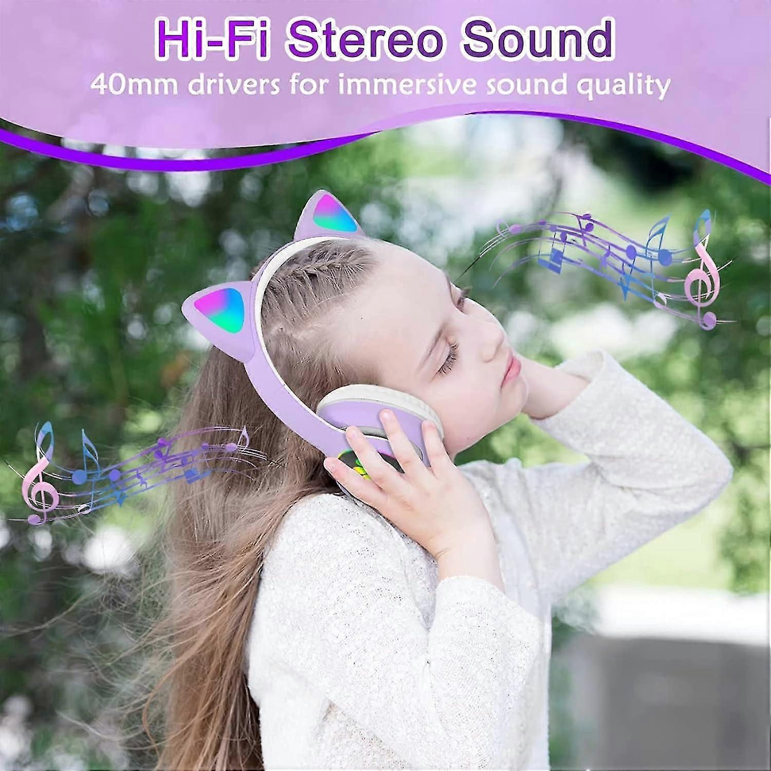 Kids Bluetooth Headphones Foldable with LED Light