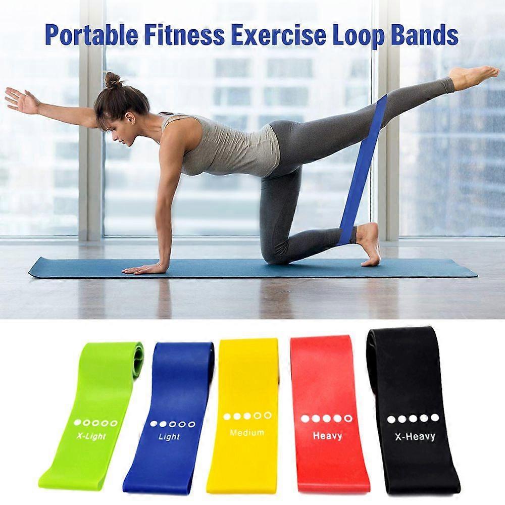 Lixada 5PCS Sports Exercise Resistance Loop Bands Set Elastic Band Set for Yoga Home Gym Training