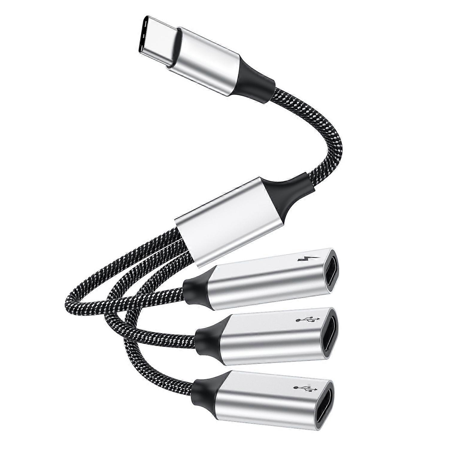 Typ-C Stecker auf 3 Typ-C Buchse Kabel Adapter Splitter Konverter 60W Schnellladung OTG Hub