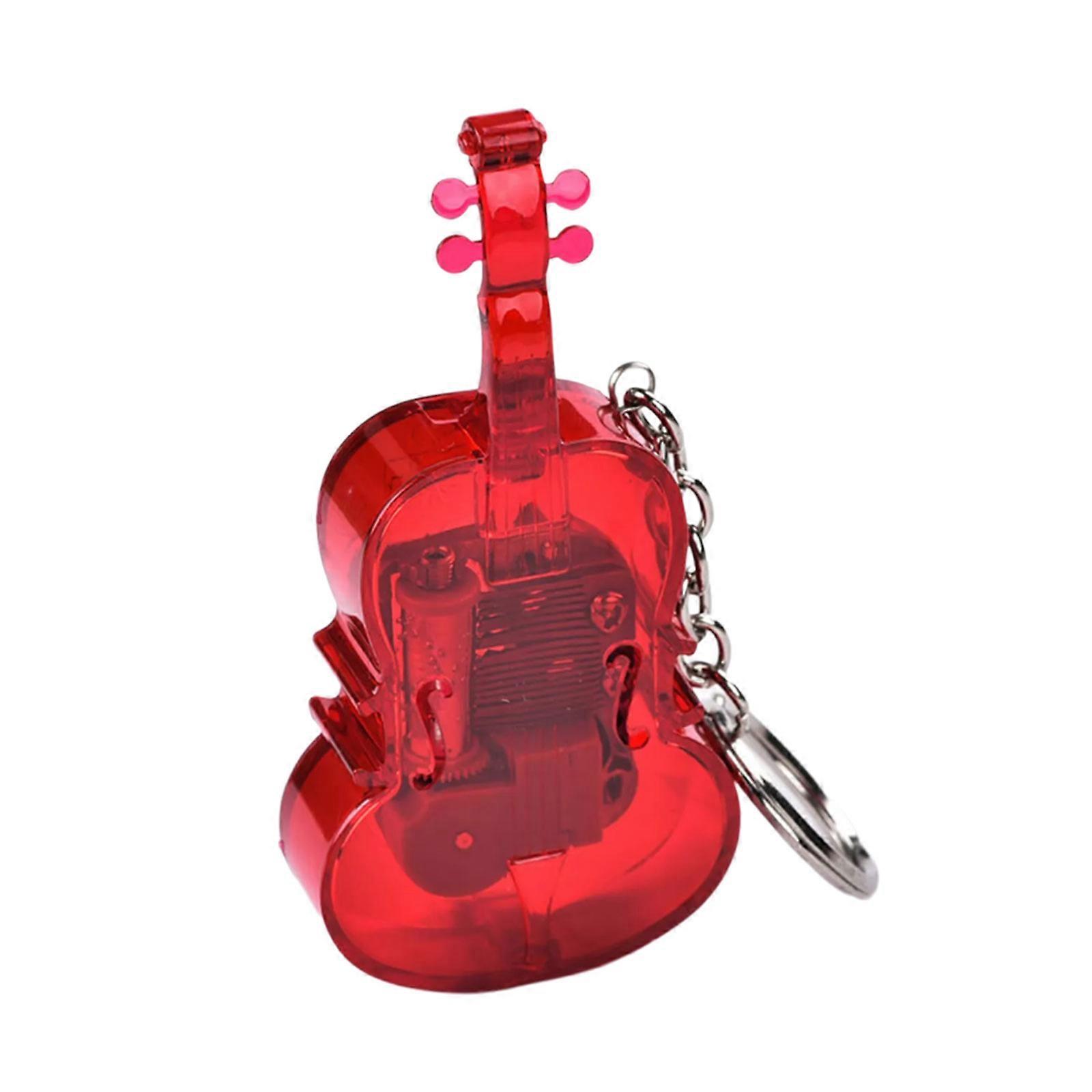 Acrylic Small Violin Music Box Charm Office Desk Accessory Key Ornament for Unique Home Decors and Artistic Collectibles Red