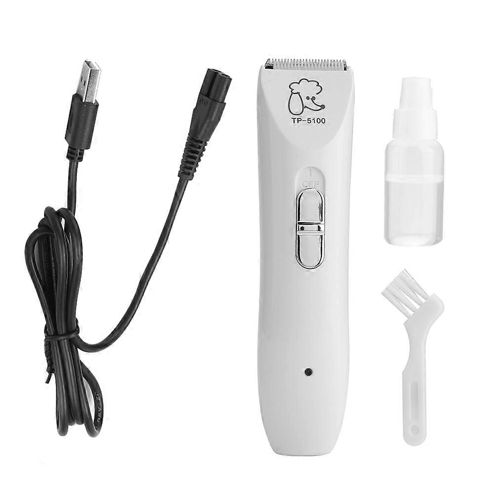White Professional USB Charging Electric Pet Hair Clipper for Dogs, Cordless Trimmer Machine with Adjustable Blade and Quiet Motor