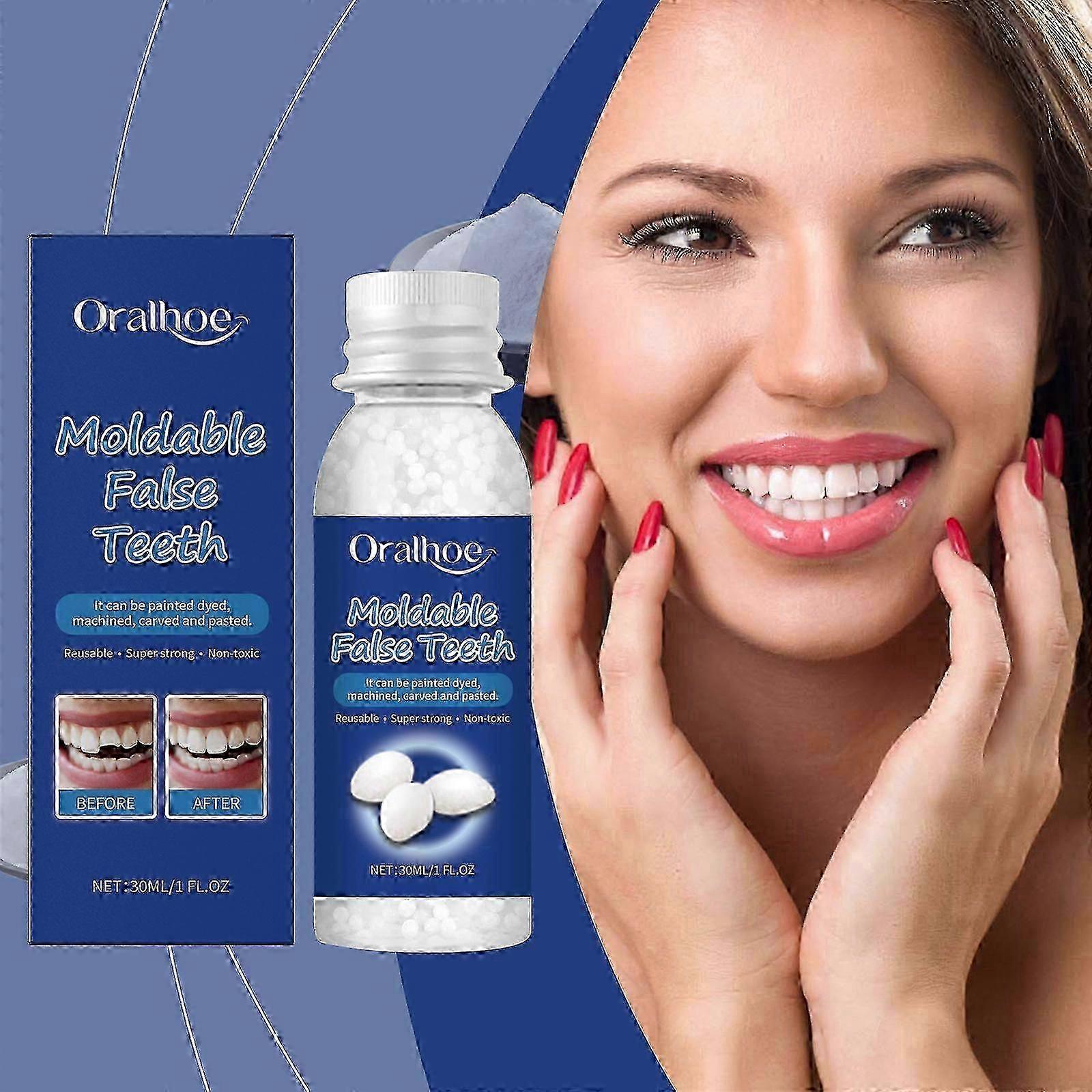 Tooth Repair Beads Kit, 30ml Moldable Thermal Fitting Beads, Temporary Teeth Replacement Kit for Restoration of Missing Broken Teeth