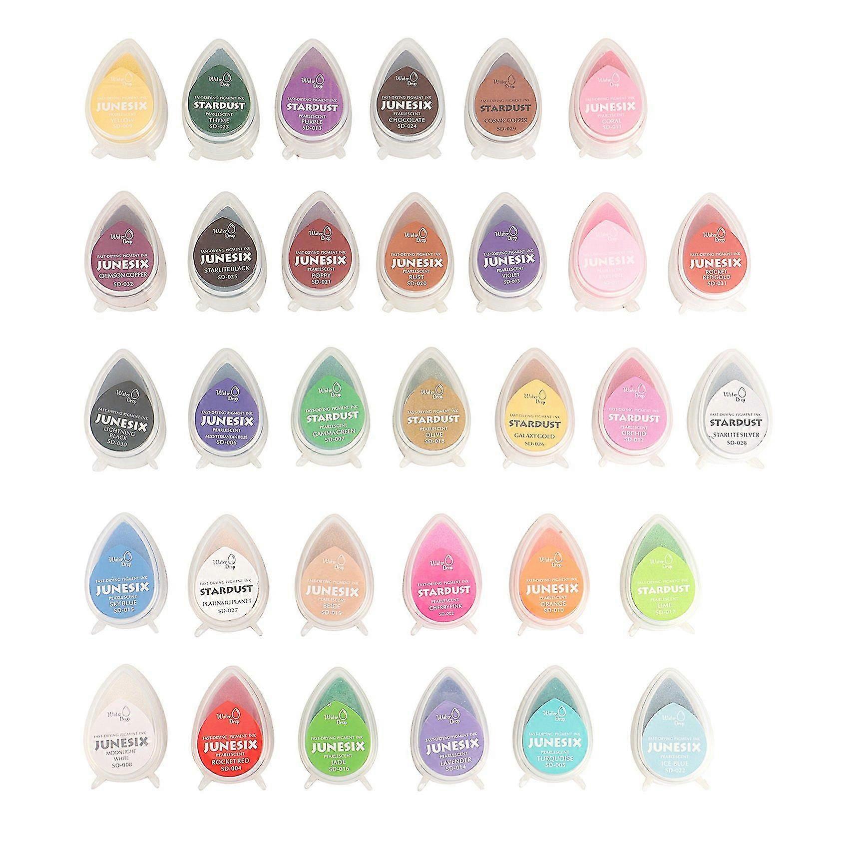 32 Colors Multi-Colored Water Drop Inkpad Set Glitter Effect for Scrapbooking Rubber Stamps Ink Pad