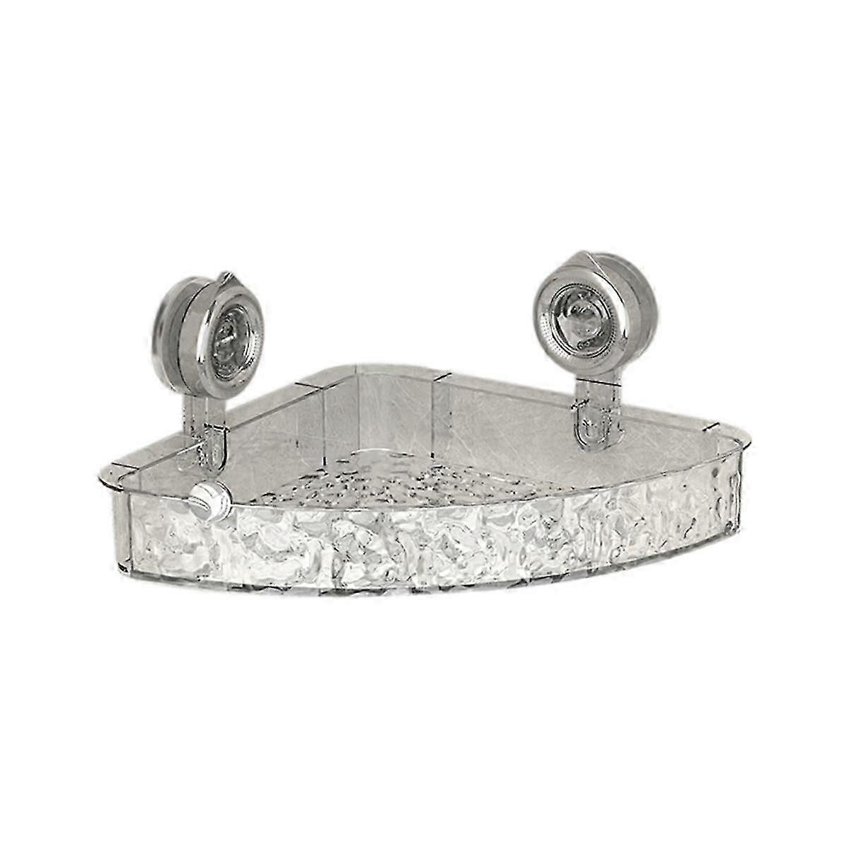 No-Drill, Light Luxury Style Glacier Pattern Suction Cup Shelf,Bathroom Shower Organizer Transparen js