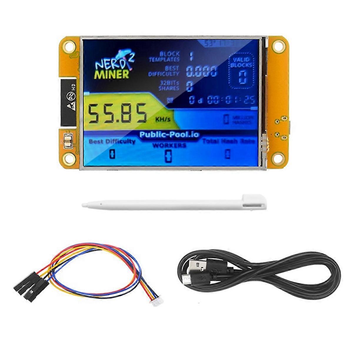 NerdMiner 2 Miner 55-60KH/S 2.8 Inch Display BTC Solo Lottery Miner Bitcoin BTC Miner Solo Nerd Miner