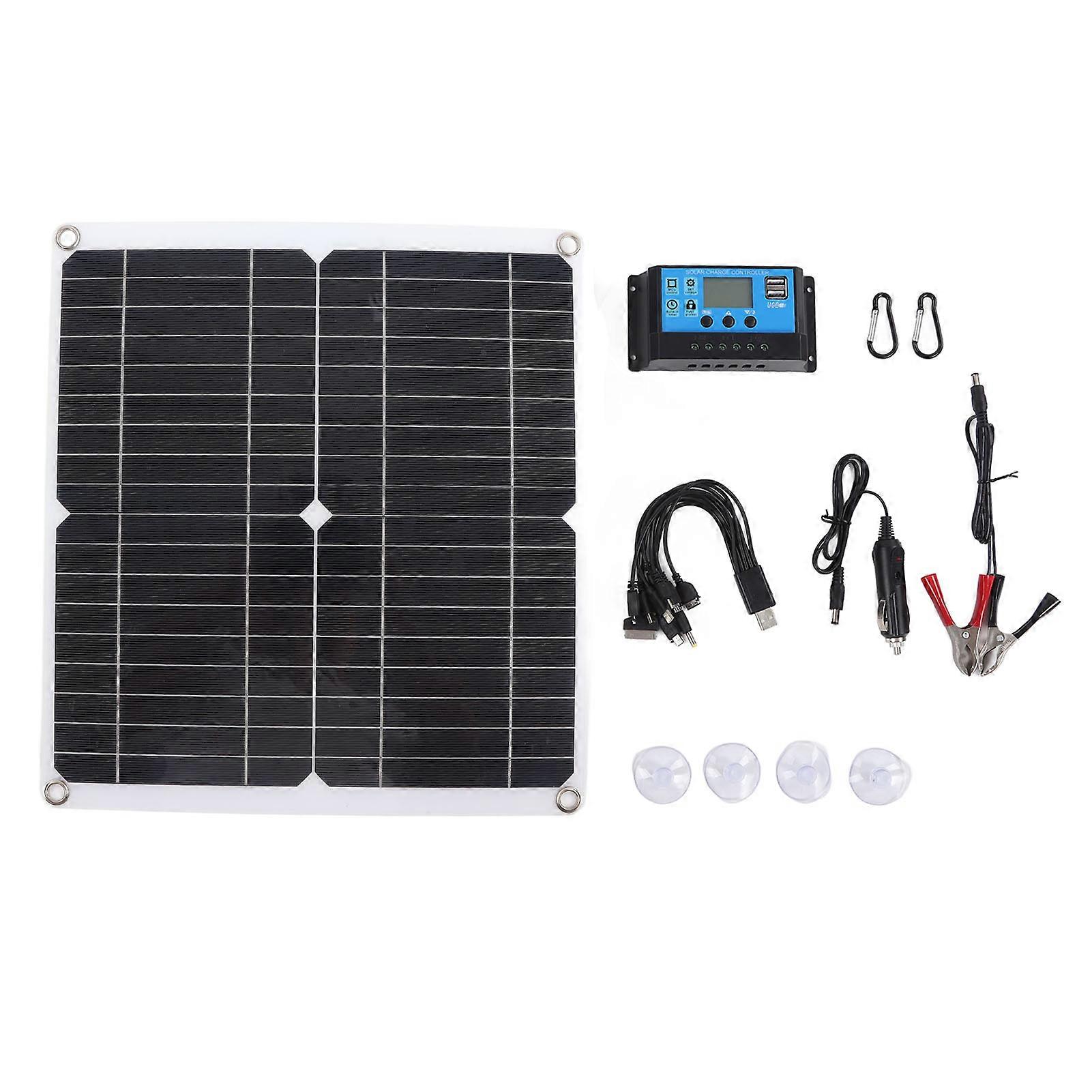 20W 12V Monocrystalline Solar Panel Kit, IP65 Waterproof, with 10A Solar Charge Controller, for Outdoor