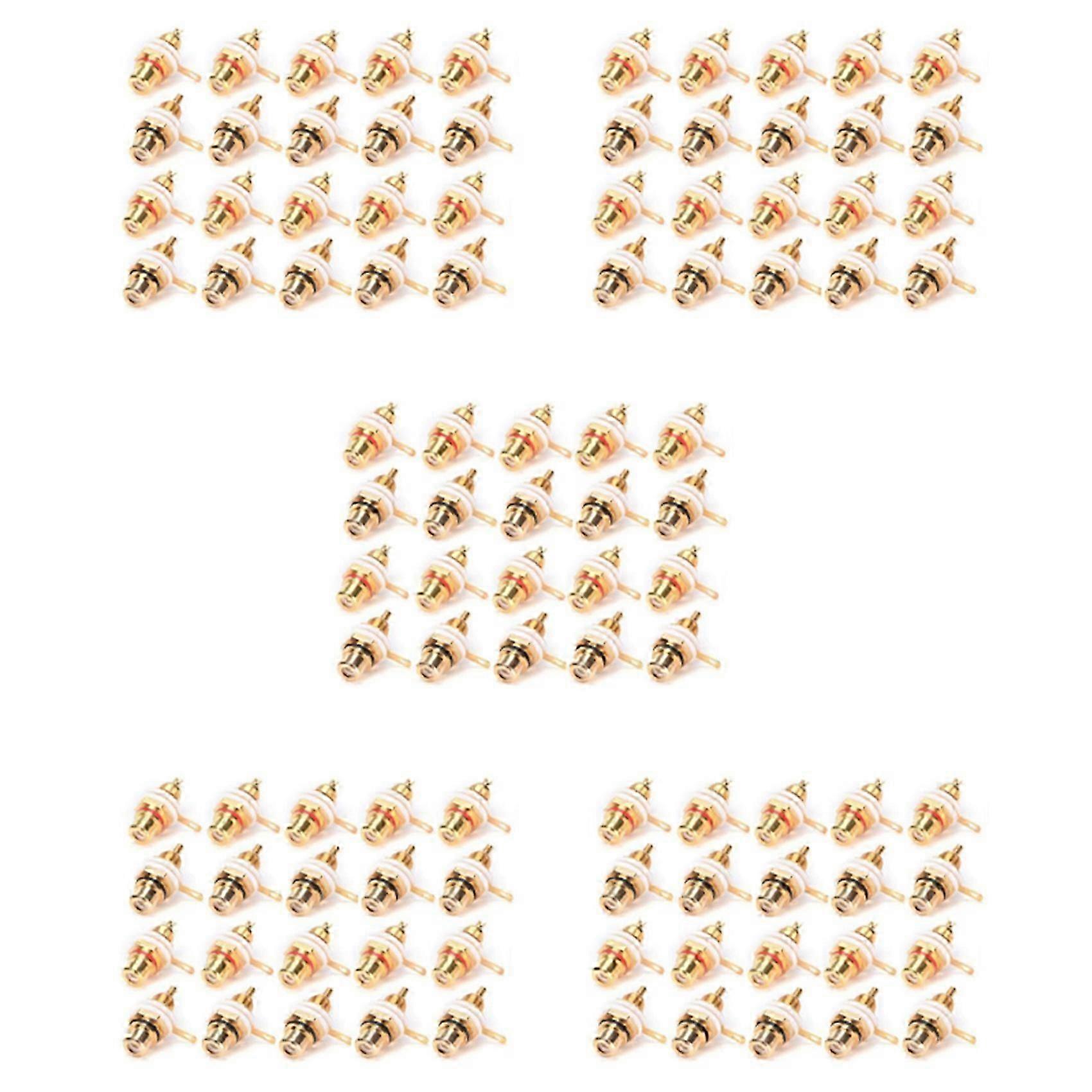 100Pcs Gold Plated RCA Terminal Jack Plug Female Socket Chassis Panel Connector for Amplifier Speak