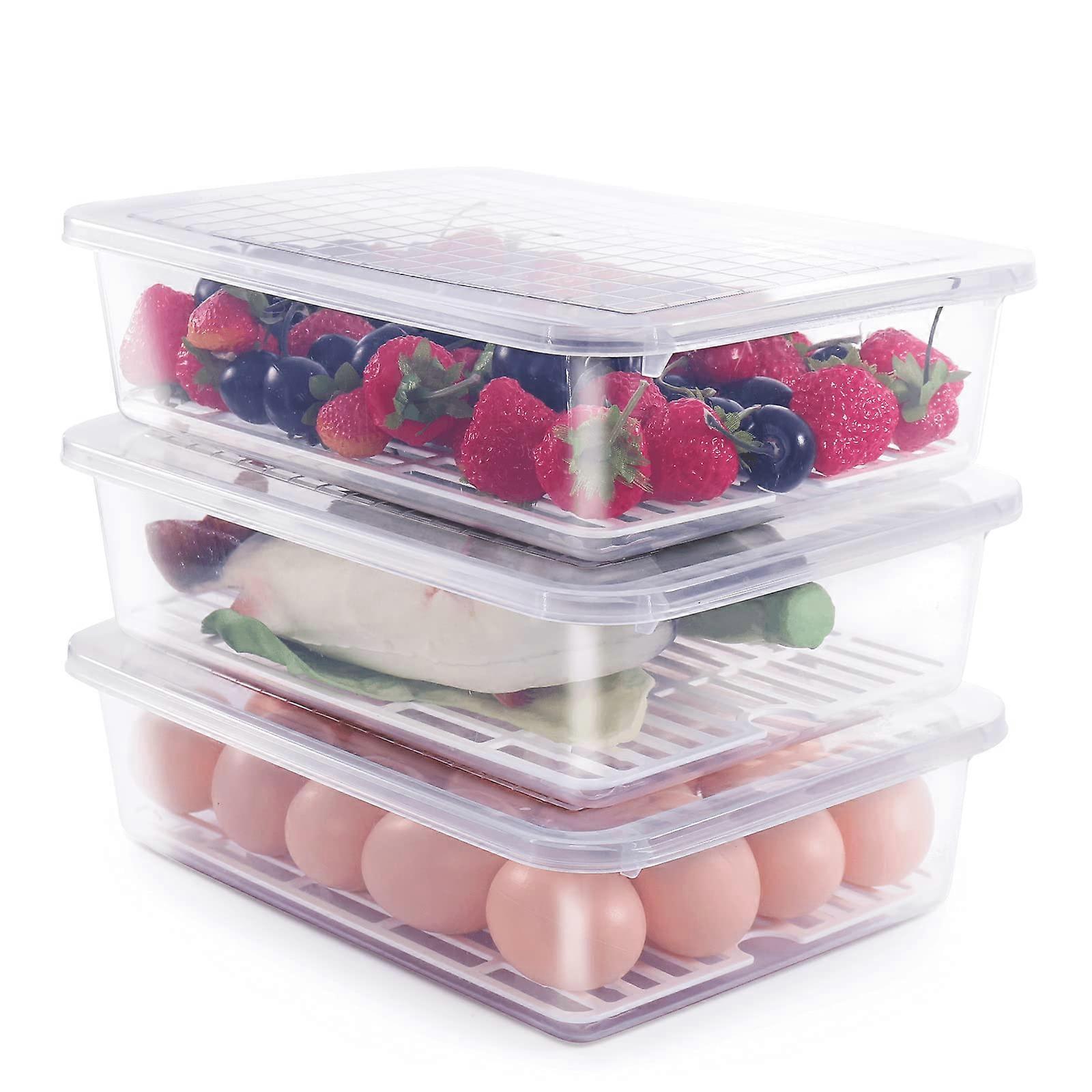 3 Pack Plastic Food Storage Container for Freezer Storage Stackable Large Size