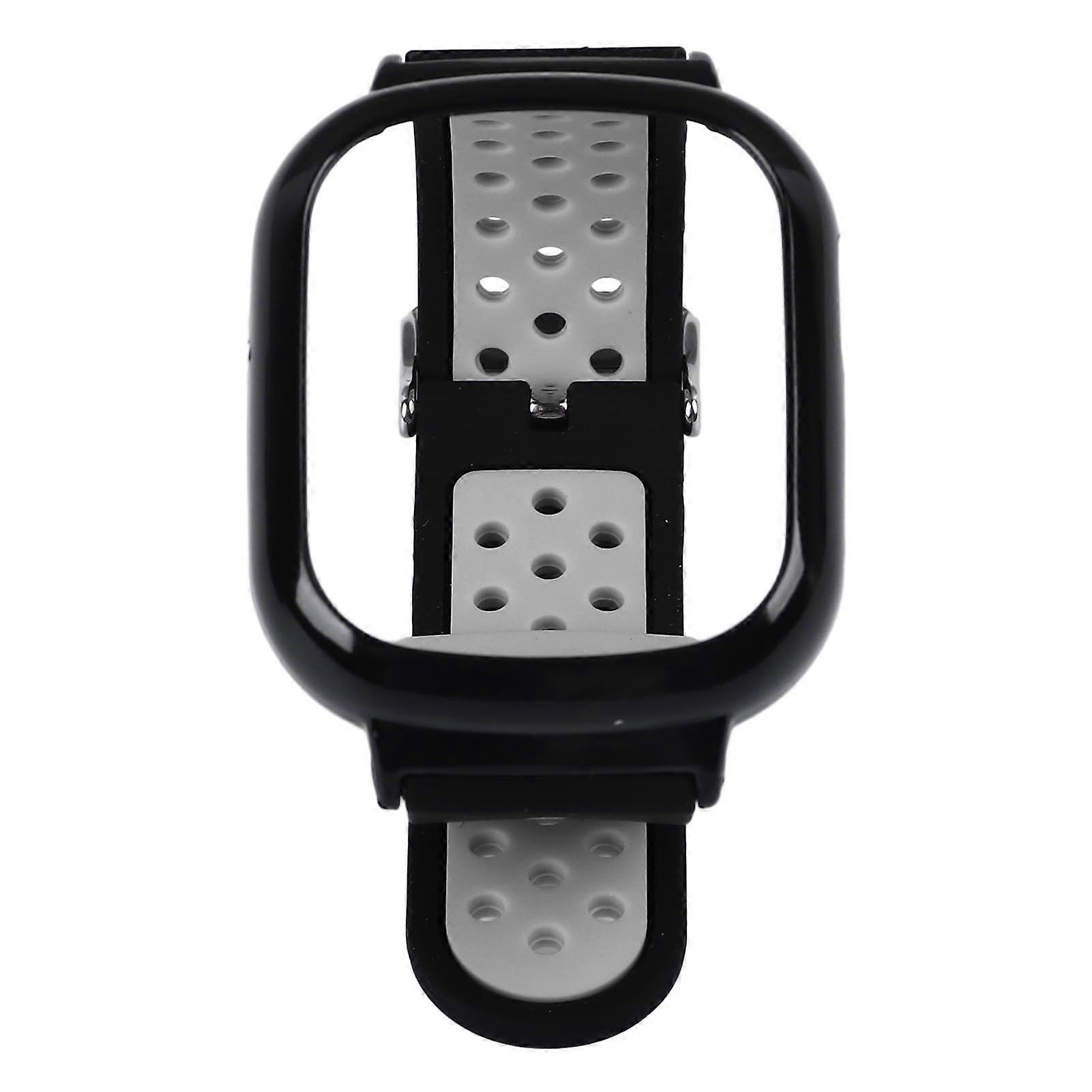 Replacement Silicone Band with PC Case for Watch 4 Black Gray