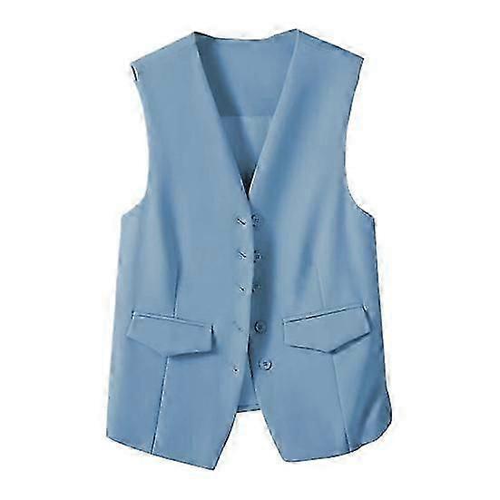 Kvinder Jakkesæt Vest Enkeltradet V-hals Ærmeløs Dekorative lommer Cardigan Helfarve Formel Forretning