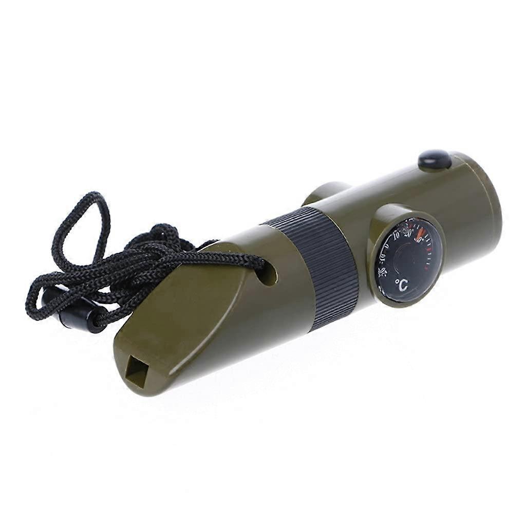 HBJWOV 7 in 1 outdoor survival whistle compass multi-function car camp magnifier fence storage thermometer
