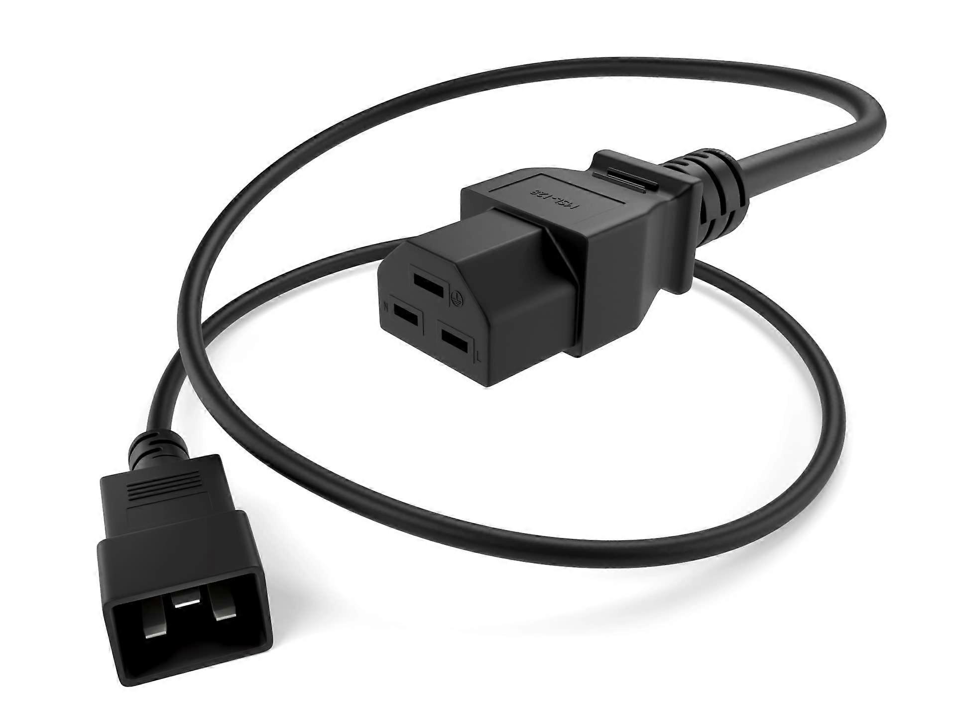 Group Power Cable IEC C20 to C21 12AWG 20Amp SJT Jacket, Black, 4 Foot