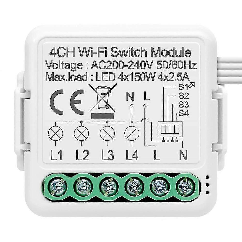 N-WSM01 4 Channels WiFi Smart Switch Module Remote Control Mini Circuit Breaker