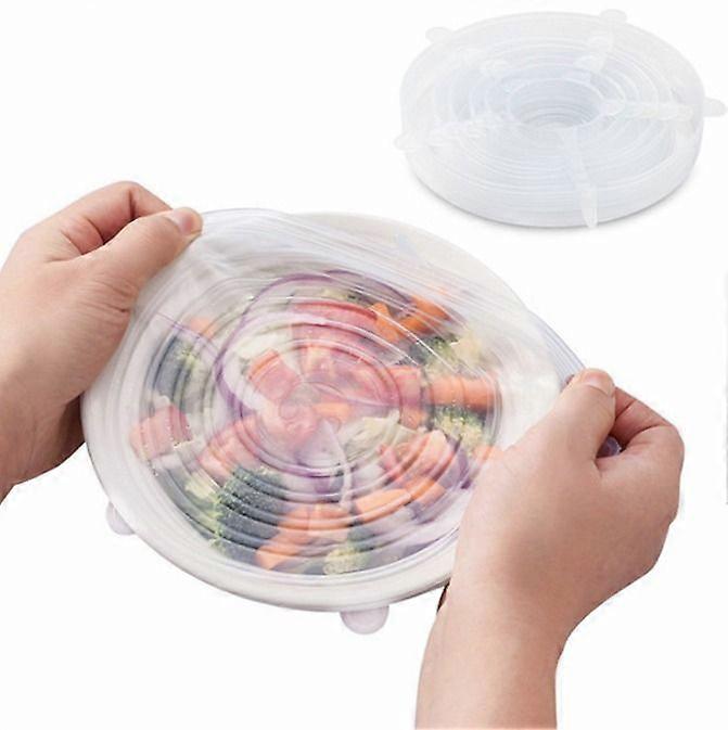 White Applicable to Food Sicone Lid, 6 Pieces Reusable Sicone Lids BPA Free Expandable Sicone Lids 6 Different Sizes for Bowl/Dish/Jars/Microwave/Oven