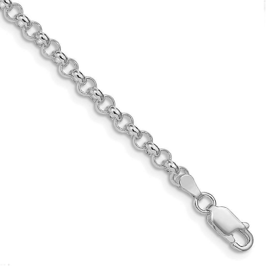 925 Sterling Silver Rhodium Plated 4mm Rolo Chain Bracelet Link-Bracelet for Women and Men - Length: 7 to 8