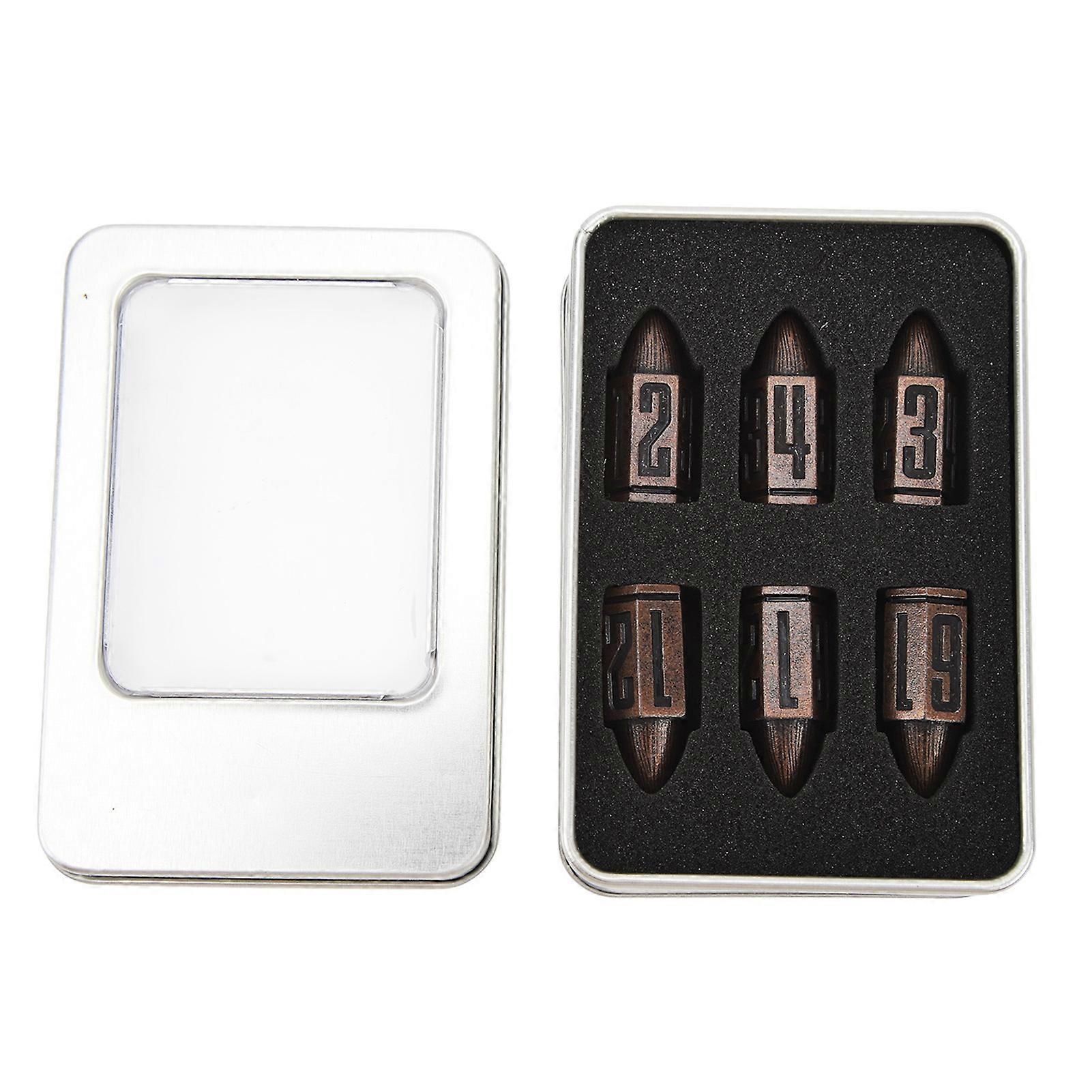 6pcs Metal Dice Set Clear Numbers Decompression Role Playing Polyhedral Dice Toy for Math Teaching