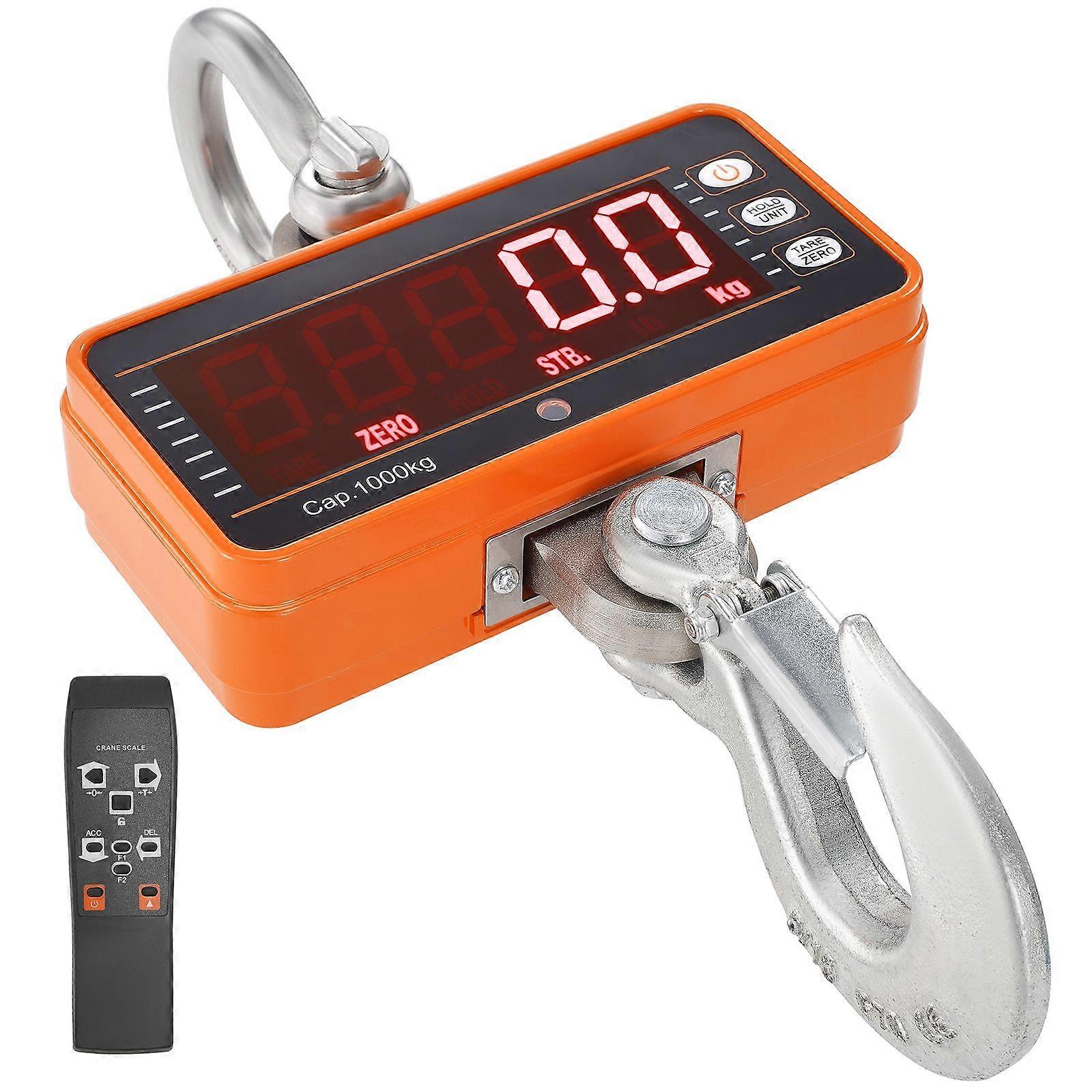 Ψηφιακή ζυγαριά γερανού, 2200 lbs/1000 kg, υψηλή ακρίβεια για κατασκευή, εργοστάσιο, αγρόκτημα, κυνήγι (πορτοκαλί)