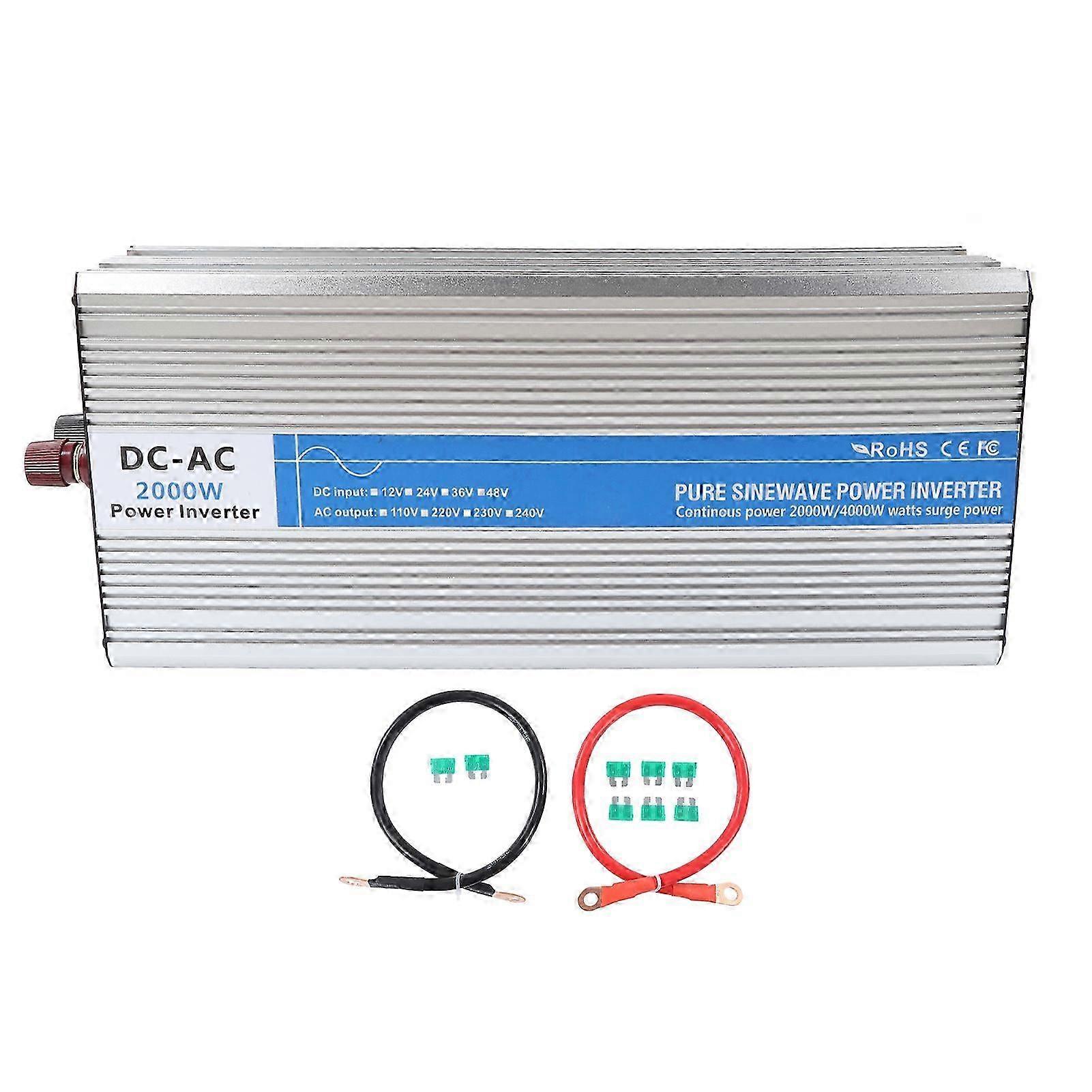 2000W Pure Sine Wave Inverter 2 Ac Socket Led Display Car Power Converter With 5v 2.1a Usb Port Dc24v