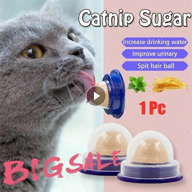 Cat Sugar Ball Cat Snacks Candy Licking Solid Nutrition Cat Treats Energy Ball Toy With Natural Catnip Sucker For Cats Toys Home