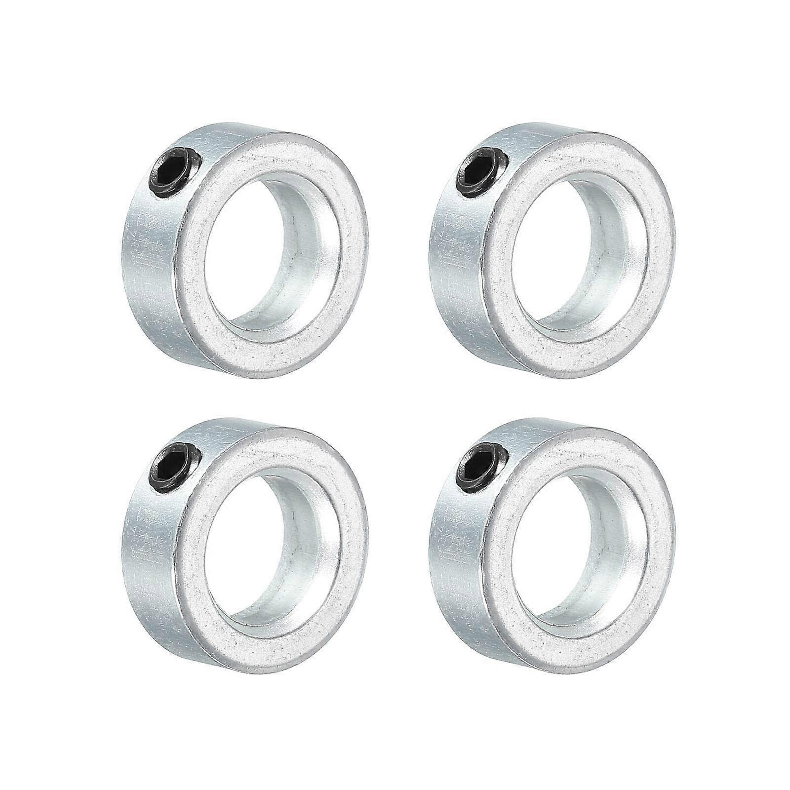 Shaft Collar 9/16" Bore Zinc Plated Carbon Steel Set Screw Silver Tone 4 Pack for Industrial Applications