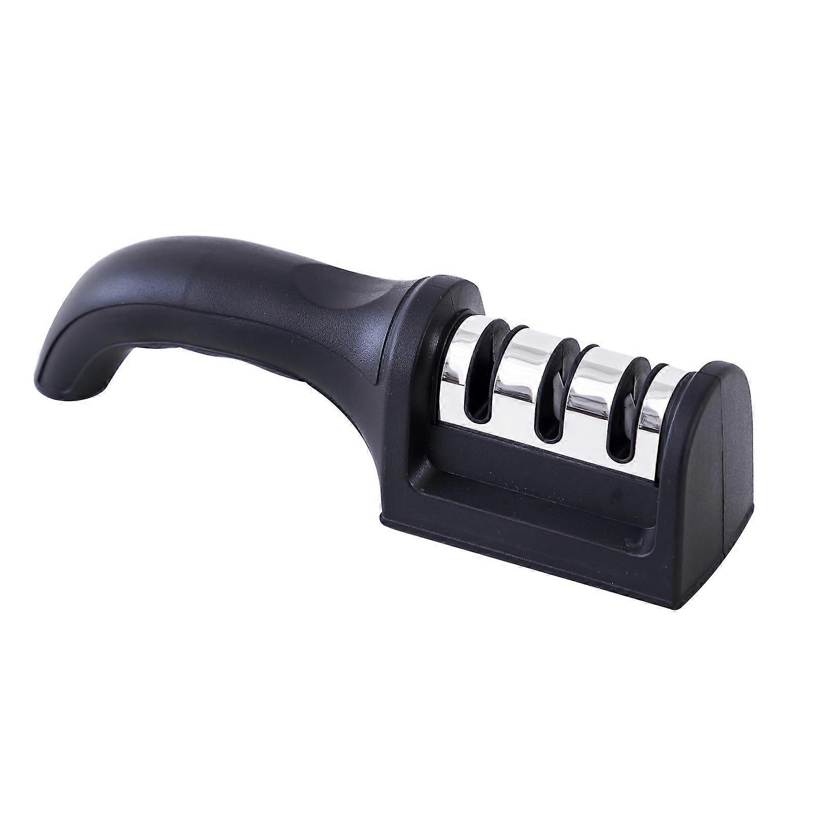 Black Kitchen 3 Stage Blade Knife Sharpener Ergonomic Comfortable Using Knife Sharpening Tool