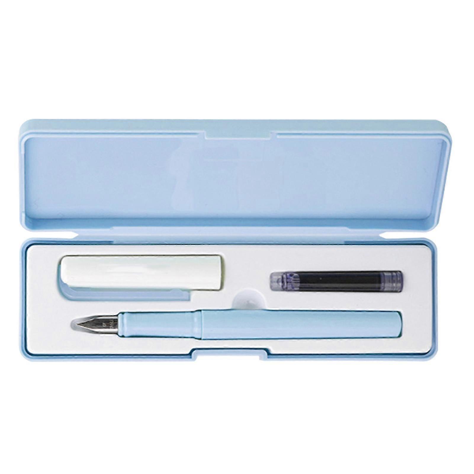 Fountain Pen Set with Black Ink Capsule Smoothly Writing Fine Nib Calligraphy Fountain Pen for Student Practicing Blue