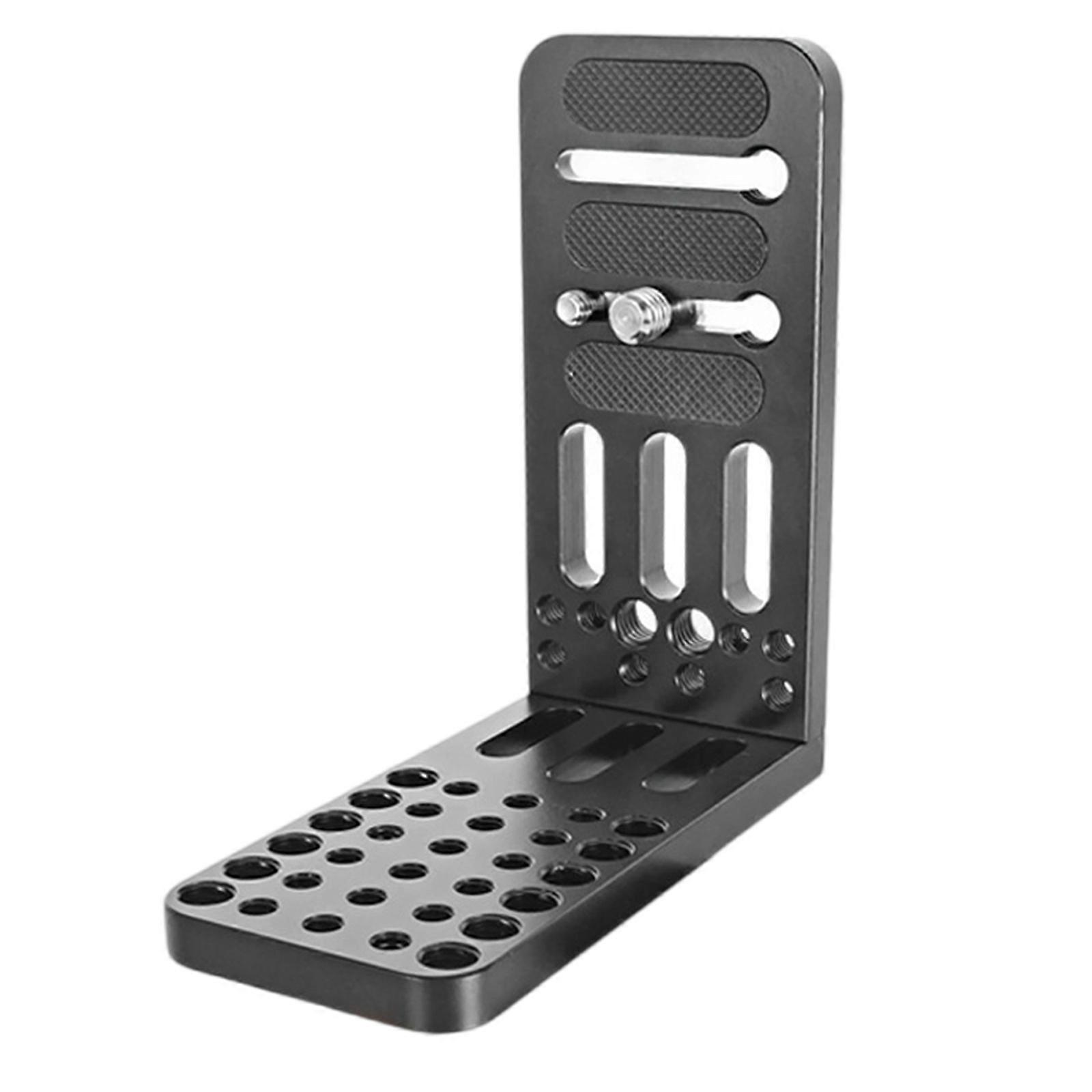 L Type Camera Support Plate Quick Release Bracket with 1/4 3/8 Holes for Vertical and Horizontal Photography on Tripods
