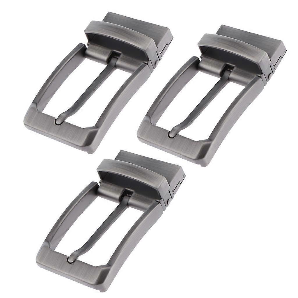 3pcs Mens Antique Belt Buckle Single Prong Rectangular Pin Buckle Reversible