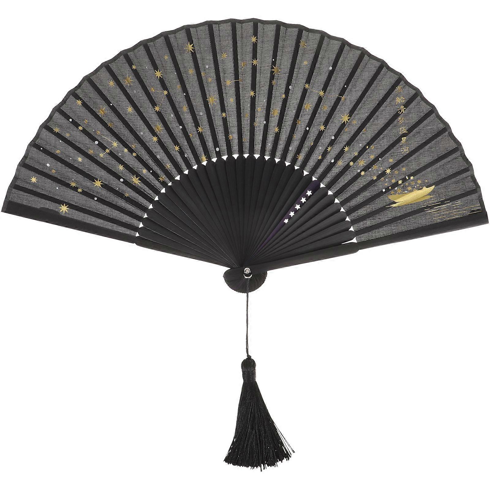 Bamboo Handheld Folding Fan Chinese Style Stage Performance Fan for Dancing Party