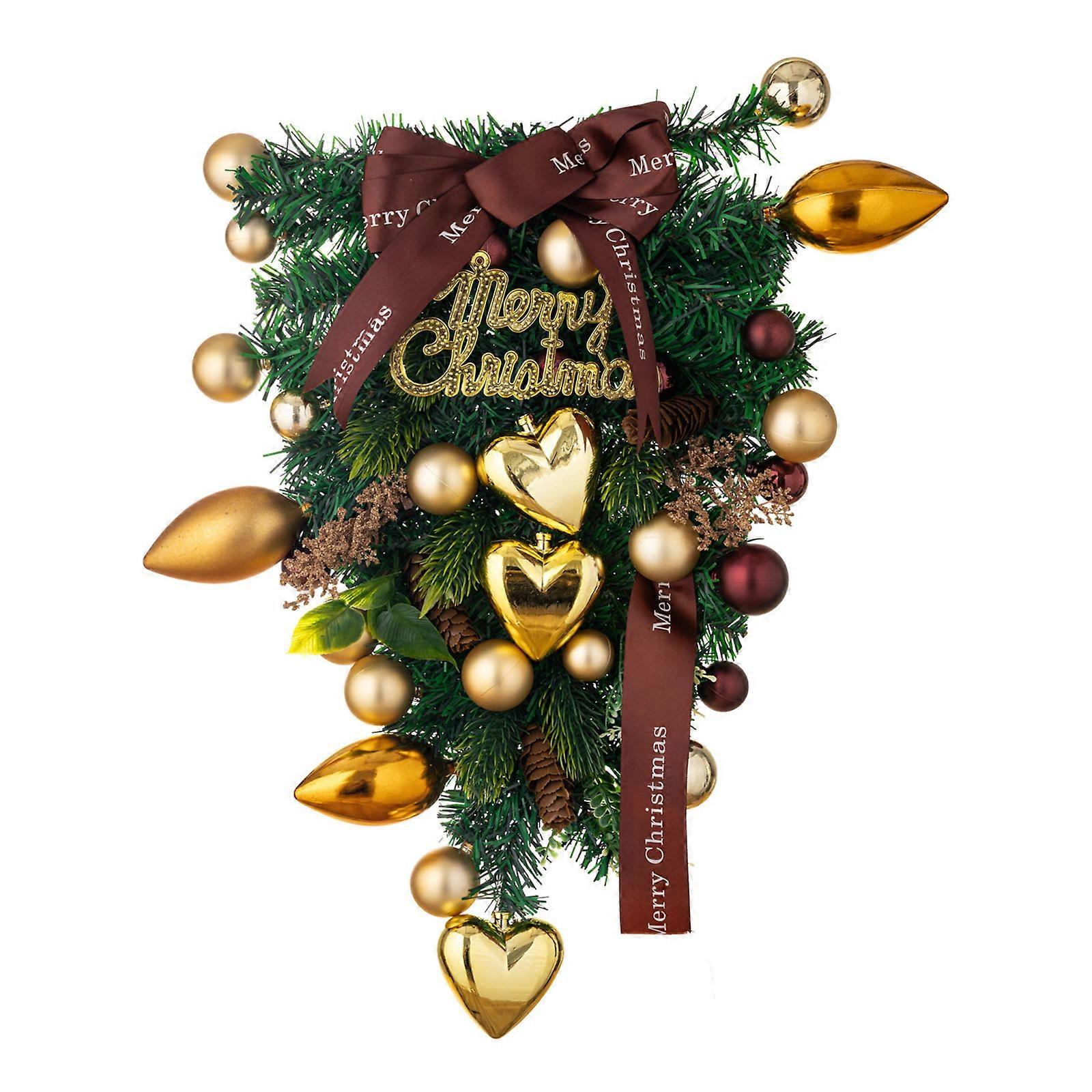 Christmas Wreath for Front Door Christmas Decorations Artificial Ball Burlap Bownkot Winter Garlands for Party Home Wall