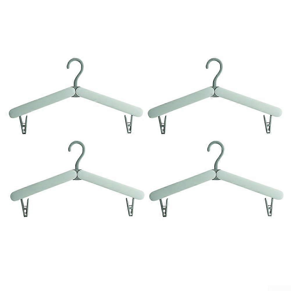 Spacesaving folding hangars, pack of 4 for effective organisation of clothes when travelling, lightweight (green)