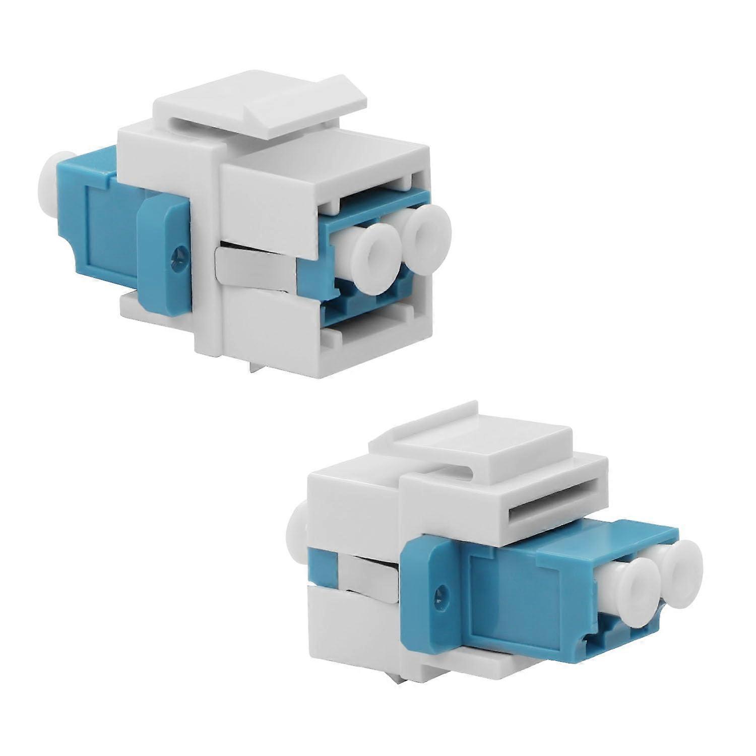 LC Fibre Optical Keystone Panel Sockets, Duplex LC Female to Socket Modular Adapter, White, 2-Pack for Wall Plates