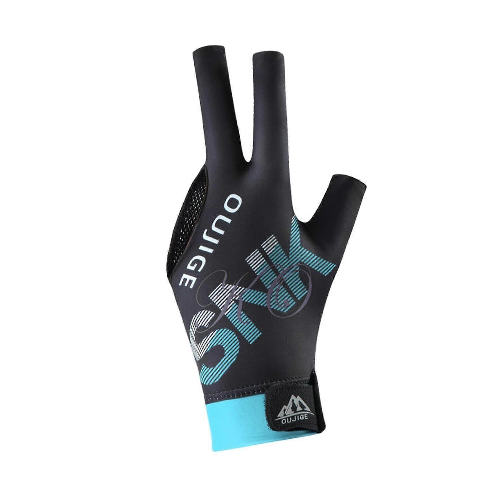 Billiard Glove 3 Finger Snooker Cue Sports Glove NonSlip Wear Resistant Elastic Glove Triple Finger Pool Glove for Black light blue