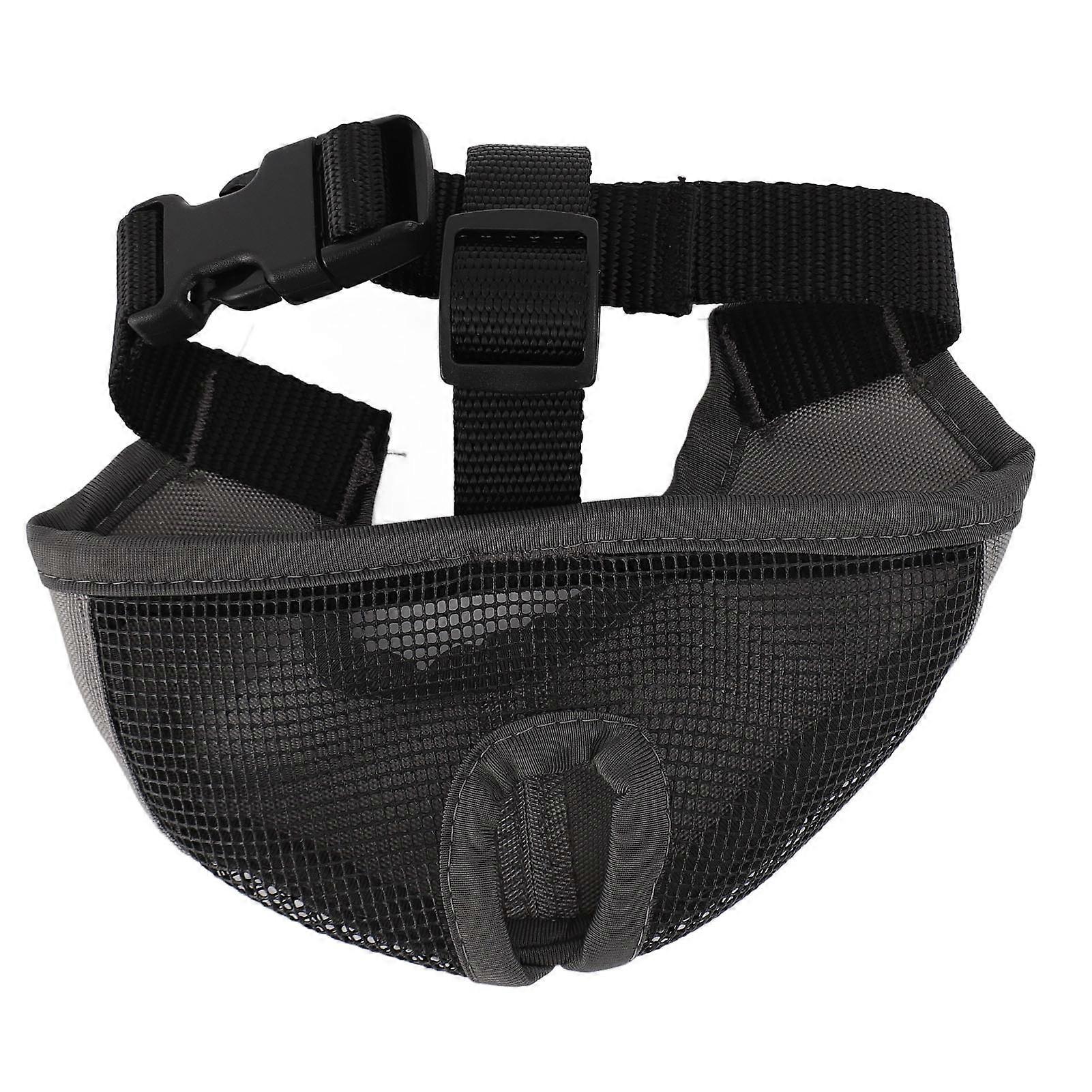 Short Snout Dog Muzzle Soft Comfortable Breathable Flat Face Bulldog Muzzle for Biting Chewing Licking Gray S